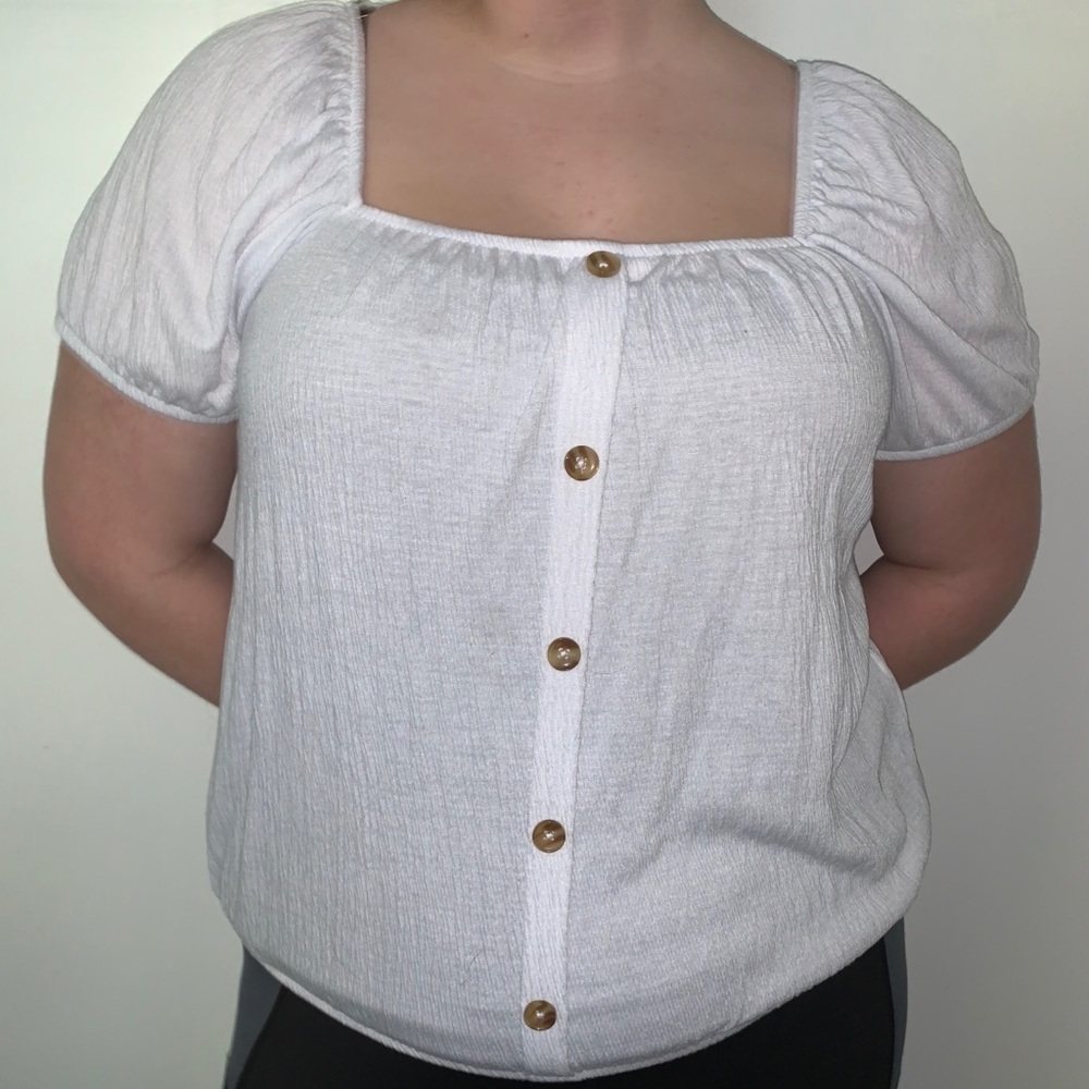 No Boundaries Tie Front Cap Sleeve Peasant Blouse